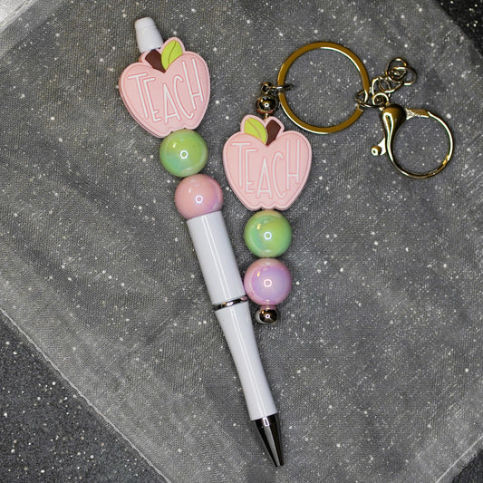 Light Pink Teacher Pen & Keychain Bundle